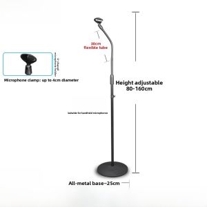 Pabidu Professional Stage Mic Stand Heavy Duty Floor Mounted Microphone Holder round Plate Base Metal Stage Performance Stand