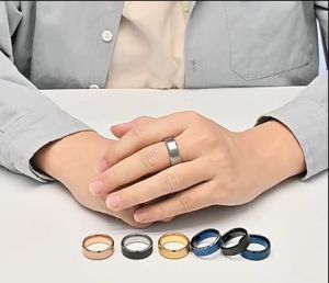 Kemstone Tungsten Gold Plated Rings Mens 8mm Matte Tungsten Steel Ring Jewelry