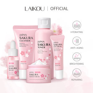 LAIKOU Japan Sakura Skin Care Set Whitening Moisturizer Serum Cream Cleanser Toner Anti-aging Eye Cream 5pcs