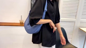 Beg Ladu Kanvas Wanita beg sandang beg silang badan beg sandang warna pepejal yang bergaya beg ketiak nilon kasual.