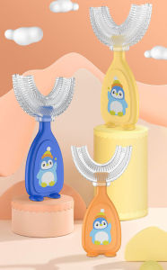 2/1pcs kids U-shaped Toothbrush penguin 360 Degrees Toddler Baby 2-6-12 Years Old Childrens Soft U-shaped Brushing Mouth with Artifact Food Grade Silicone
