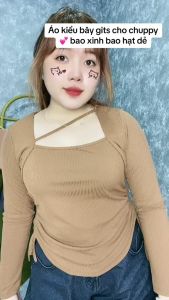 Áo thun nữ BIGSIZE CÔ NHỎ tay dài vạt bầu rút eo hai bên xinh xắn cách điệu cổ vuông dây chéo tạo điểm nhấn G207