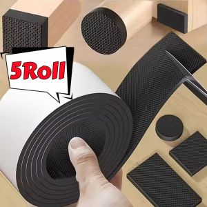 5Rolls Black Self-Adhesive Chair Foot Pads Thick Anti-Slip Noise Reducers Wear-Resistant Furniture Protectors for Table Chair Mute Pads