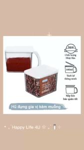 Hộp đựng gia vị hũ đựng gia vị hộp gia vị Yoko INOCHI kèm thìa muỗng bảo quản an toàn 640ML-Happyt Home 4U