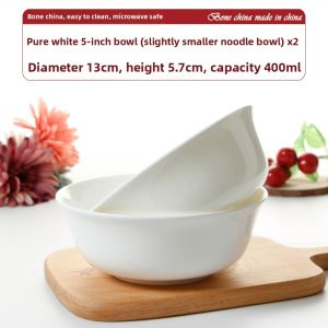 Large Ceramic Bone China Bowls Set of 4 6-Inch Soup Bowls for Rice And Soup Microwave Safe Dining Utensils Korean Style Home Use