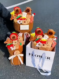Capybara Plush Bouquet Cute Capybara Plushies Doll Toy Mothers Day Birthday Valentine Gifts