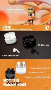 AIR68 - Handsfree Bluetooth LENYES AIR-68 TWS Wireless Earphone Bluetooth 5.4 Headset Smart Touch Hifi Stereo Earbuds
