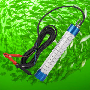1 pc metal fishing light with a power range of 150W-300W connected to a 12V power supply providing wide range night lighting