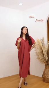 Nagita Long Dress jumbo Crinkle Airflow | Crinkle Atasan Gamis Panjang Wanita V-neck Oversize
