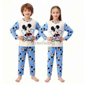Disney Mickey Mouse 2 Pieces Kids Pajamas Sets Minnie Mouse Stitch Anime Boys Pyjamas Toddler Girls Homewear Pijama Stich Niña