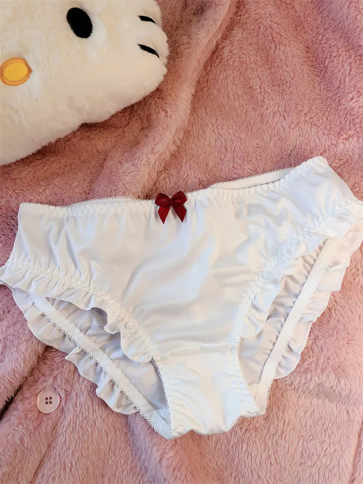 Hellokitty Japanese Style Girl Cute Hello Kitty Two-Dimensional Animation  Cartoon Low Waist Women's Underwear Milk Silk Silky