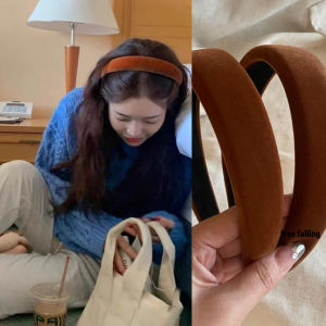 Black Velvet Wide Edge Hairband Womens Vintage Simple Ins Hong Kong Style Quality Hair Accessories Autumn Winter Fashion