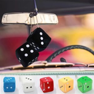 1.58-4inch Dice Plush Hanger Soft Stuffed Toy with Sucker Automobiles Rear View Mirror Charms Hanging Suspension Ornaments Desk Home Decoration