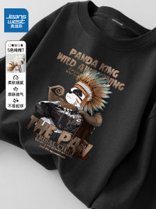 Jeanswest Pure Cotton Long Sleeve T-Shirt Mens Loose Spring Autumn Youth round Neck Inner Wear Casual Breathable Fashion