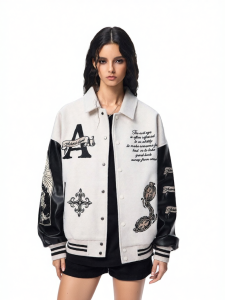 A chock | American Heavy Duty Embroidered Collared Baseball Jacket