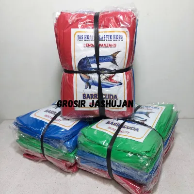Jas Hujan Plastik HDPE Ponco Lengan Panjang BARRACUDA 1 Lusin