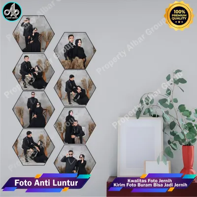 CETAK FOTO BINGKAI HEXSAGONAL ISI 1 SET 7 PCS