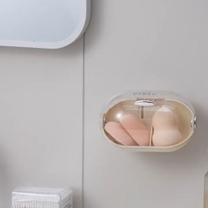 Wall Mounted Makeup Sponge Holder Beauty Sponge Egg Storage BoxMultipurpose Dust-Proof Holderfor Household Bathroom