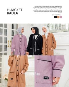 Jaket Kiyowo Wanita Muslimah Lavender Panjang dengan Motif Stripe - Outer Lebaran Trendi