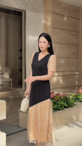 Đầm dáng suôn đi tiệc phối kim tuyến DA029 - Tôn lên vẻ đẹp quyến rũ của bạn - KHÁNH LINH STYLE