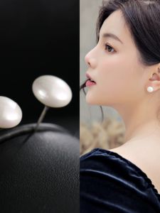 Elegant Pearl Stud Earrings for Women Sleeping Friendly Pure Silver Fashionable Minimalist Design Versatile Jewelry Accessories