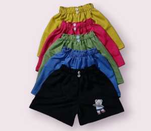 Paket 5pcs celana hotpants anak perempuan motif beruang bahan knit scuba premium untuk anak usia 1-10 tahun trendy dan kekinian