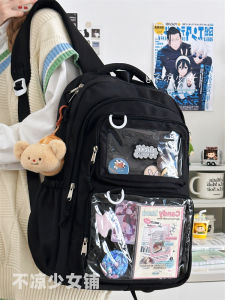 Large Capacity Anime Convention School Bag Womens Backpack Transparent Double Shoulder Bag Barley Cereal Board Painful Bag