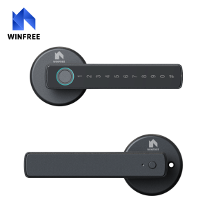 WINFREE Smart Fingerprint Lock Tuya Bluetooth Passcode Card Wooden Door Bedroom Keyless Entry Smart Lock Alexa Google Assistant
