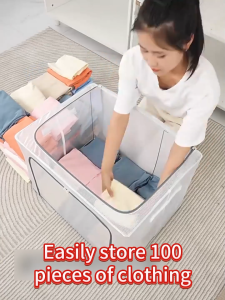 SOFTHOME PVC Waterproof Large Storage Box Dustproof Foldable Organizer for Clothes Toys Books Snacks