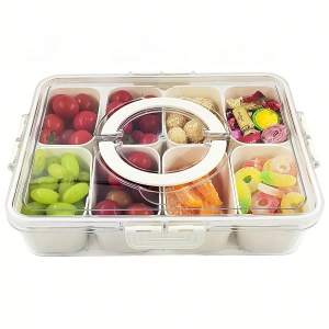 2 Grid/4 Grid /8 Grid Snack Box Container Portable Travel Charcuterie Board with Lid Refrigerator Food Storage Box Organizer