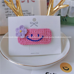 Huahua Studio Handmade Dopamine Smiley Face Barrettes Female Hair Accessories Cute Headwear Side Clip Fringe Clip