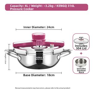 RONGCHUAN | Mini Household Explosion-proof Pressure Cooker 316L Stainless Steel