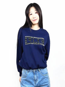 เสื้อสเวตเตอร์คอกลมแขนยาวผู้หญิงฤดูใบไม้ผลิฤดูใบไม้ร่วงฤดูหนาวคอตตอนผสมเอวเข้ารูปสบายๆ แฟชั่นสตรีท