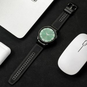 22mm Quick fit Leather Band for Samsung Galaxy Watch 6 5 4 40 44mm watch 5 pro 45mm for 6/4 classic 43 47mm 42 46mm Watch Strap