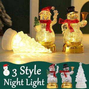 Christmas Decoration Snowman Night Light LED Tabletop Decor Cute Snowman Figurine For Holiday Gift Xmas Party Home Office Decor