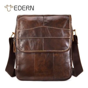 EDERN กระเป๋าแมสเซนเจอร์หนังแท้สำหรับผู้ชาย - กระเป๋าสะพายไหล่ธุรกิจย้อนยุค - กระเป๋าฝาพับหนังวัว ความจุขนาดใหญ่ รายละเอียด: [รายละเอียด]