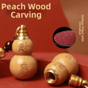 UBT | Peach Wood Gourd Luck Pendant Red Sand Filling