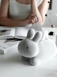 Jiwu Bunny Fun Cartoon Tissue Living Room Paper drawer Drawer paper tray Coffee Table ornament Dining Table desk decor Bedroom Nordic Style Solid Color Paper Unique Cute Household Gift doll model decoration