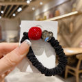 Deep Red Star Hair Ties Women's Half Bun Headwear Dongdaemun Korean Style Fashionable Hair Accessories Elastic Hair Bands. 