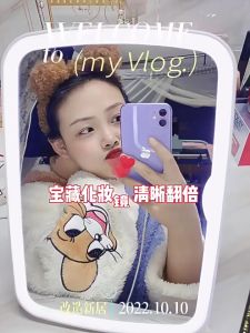 Cermin Rias Cermin Kaca Make Up Dengan Lampu LED Rechargeable Tombol Touch Screen