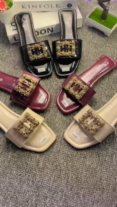 Sandal Wanita Aisyah Teplek Platform Polos/Imprint Elegan