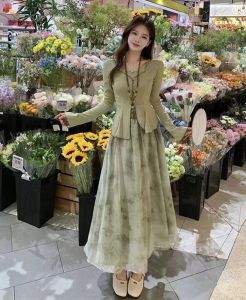 Summer Women Suit With Cardigan+suspender+Floral skirt -G034