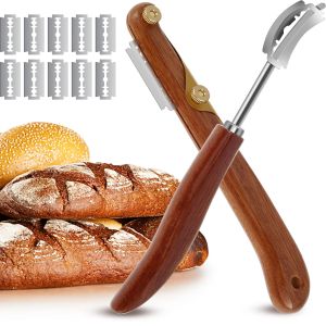 Bread Lame Slashing Tool Dough Scoring Cutter with 5/6/10 Blades Protection Cover Portable Baker Cuter Set Straight and Curved