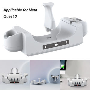 Charger Base Charge Controllers Headset Simultaneously Charging Station Anti-Slip With Indicator Light for Meta Quest 3