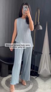 Oneset Plisket BB Wafy Polos Premium Murah Tebal