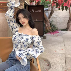 Áo Sơ Mi Nữ Cổ Vuông Tay Bồng Ôm Vừa Vặn Họa Tiết Hoa Phong Cách Retro Đầu Thu Mới Ngọt Ngào Cay Nồng