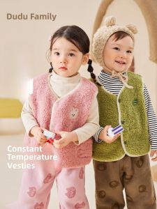 Dudujia Baby Fleece Lined Vest Winter Children Cartoon Clothes Thickened Korean Style Polyester Fiber A-Class Safety Standard