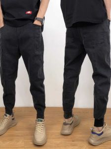 กางเกงยีนส์ทรงหลวมขากระบอกสีดำสำหรับผู้ชาย ฤดูใบไม้ผลิและฤดูใบไม้ร่วง 2024 กางเกงขายาวทรงลำลองสำหรับใส่ทำงานสไตล์ใหม่