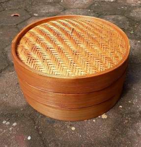 Klakat Bambu Dimsum 30cm 2 Wadah dan 1 tutup