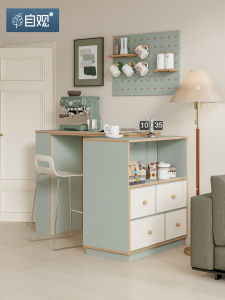 ZIGUAN | Green Bar Storage Cabinet Extendable Partition Kitchen Island Dining Table